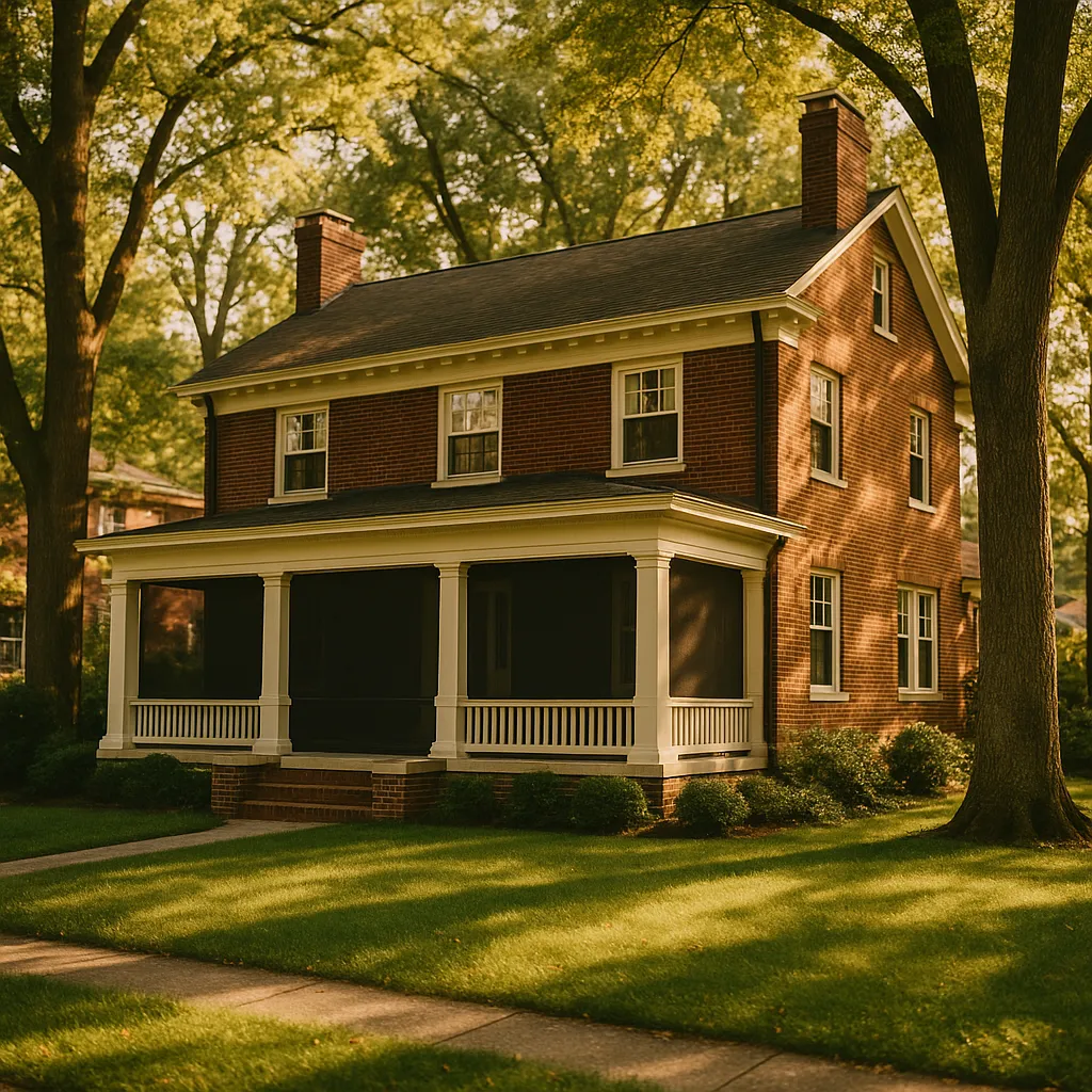 Historic Chevy Chase Lexington Kentucky brick home with low-profile patio screens
