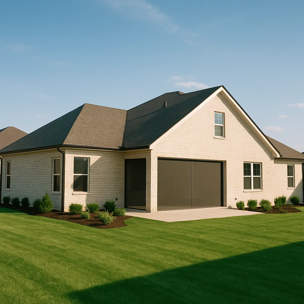 New construction Hamburg area Lexington home with family patio and retractable screens